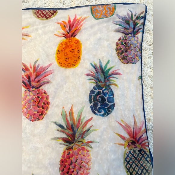J. Crew Pineapple Square Scarf or Wrap Multi Colored - Picture 3 of 4